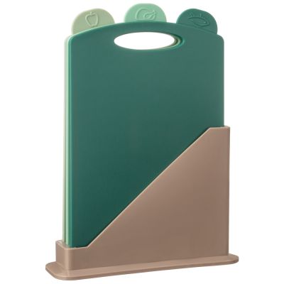 НАБОР РАЗДЕЛОЧНЫХ ДОСОК ИЗ 3 ШТ+ПОДСТАВКА 24*7.8*17CM ЦВЕТ: ЗЕЛЕНЫЙ-2