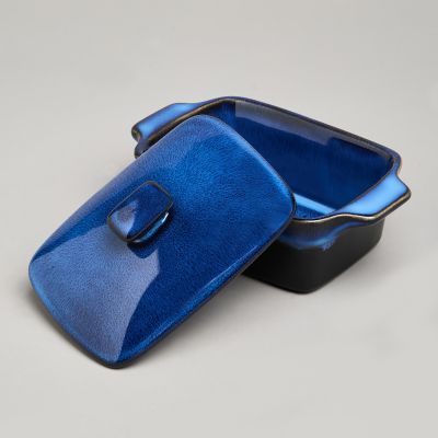 ФОРМА ДЛЯ ЗАПЕКАНИЯ С КРЫШКОЙ / МАСЛЕНКА REACTIVE BLUE 16,5*10*5/9 СМ 250 МЛ-3