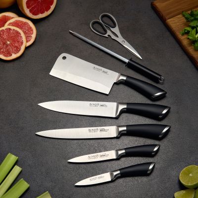 НАБОР НОЖЕЙ AGNESS НЖС НА ПЛАСТИКОВОЙ ВРАЩАЮЩЕЙСЯ ПОДСТАВКЕ 8 ПР. (КОР=6НАБОР.)-2