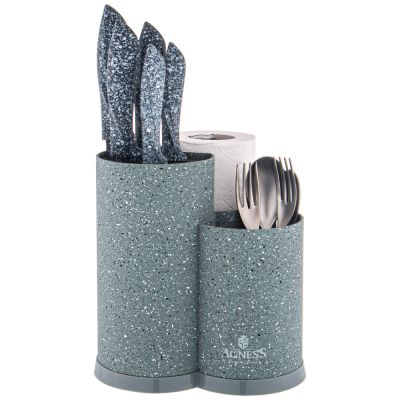 ПОДСТАВКА ДЛЯ НОЖЕЙ AGNESS УНИВЕРСАЛЬНАЯ C ДЕРЖАТЕЛЕМ ДЛЯ ПОЛОТЕНЕЦ, ВЫСОТА: 25*22*16СМ-2