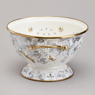 ДУРШЛАГ AGNESS ЭМАЛИРОВАННЫЙ, СЕРИЯ ЯБЛОНЕВЫЙ САД, 20СМ H=14СМ  D=20СМ-4