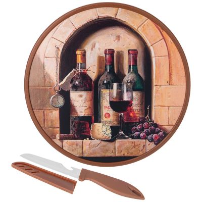 ДОСКА РАЗДЕЛОЧНАЯ С НОЖОМ ДИАМЕТР 27,5*1.2 СМ-0