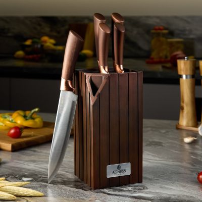 НАБОР НОЖЕЙ AGNESS  НА ПЛАСТИКОВОЙ ПОДСТАВКЕ, 6 ПРЕДМЕТОВ-0