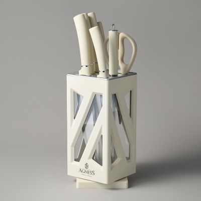 НАБОР НОЖЕЙ AGNESS НЖС НА ПЛАСТИКОВОЙ ВРАЩАЮЩЕЙСЯ ПОДСТАВКЕ 8 ПР.-4