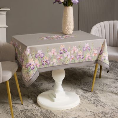 СКАТЕРТЬ ИРИСЫ 110Х140СМ ,СЕРЫЙ, 100% ХЛОПОК,ТВИЛ ПРОПИТКА-4