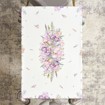 СКАТЕРТЬ ИРИСЫ 110Х140СМ ,БЕЛЫЙ, 100% ХЛОПОК,ТВИЛ ПРОПИТКА-14