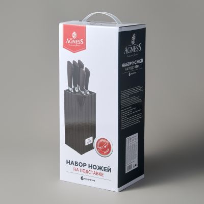 НАБОР НОЖЕЙ AGNESS  НА ПЛАСТИКОВОЙ ПОДСТАВКЕ, 6 ПРЕДМЕТОВ-1