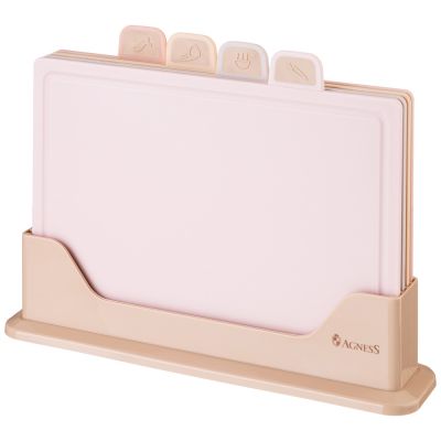 НАБОР AGNESS ИЗ 4 ДОСОК НА ПОДСТАВКЕ, ЦВЕТ: РОЗОВО-БЕЖЕВЫЙ-0