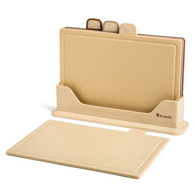 НАБОР AGNESS ИЗ 4 ДОСОК НА ПОДСТАВКЕ, ЦВЕТ: БЕЖЕВЫЙ-5