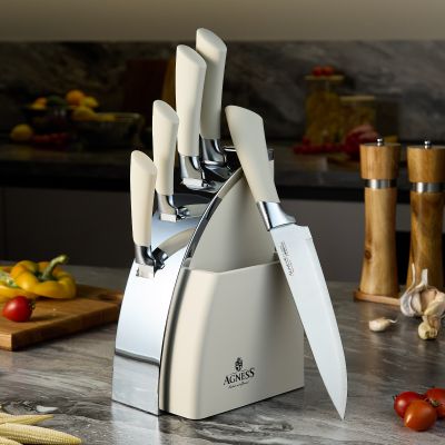 НАБОР НОЖЕЙ AGNESS НА ПЛАСТИКОВОЙ ПОДСТАВКЕ, 6 ПРЕДМЕТОВ-0