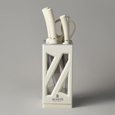 НАБОР НОЖЕЙ AGNESS НЖС НА ПЛАСТИКОВОЙ ВРАЩАЮЩЕЙСЯ ПОДСТАВКЕ 8 ПР.-3