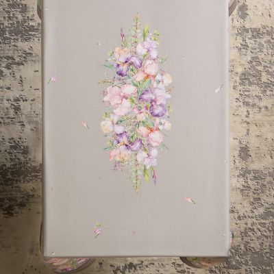 СКАТЕРТЬ ИРИСЫ 110Х140СМ ,СЕРЫЙ, 100% ХЛОПОК,ТВИЛ ПРОПИТКА-11