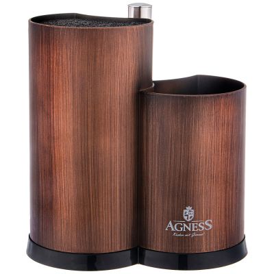 ПОДСТАВКА ДЛЯ НОЖЕЙ AGNESS УНИВЕРСАЛЬНАЯ C ДЕРЖАТЕЛЕМ ДЛЯ ПОЛОТЕНЕЦ, ВЫСОТА: 25*22*16СМ-0