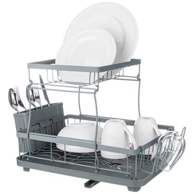 СУШИЛКА ДЛЯ ПОСУДЫ СЕРАЯ 43*30*31 СМ (КОР-6ШТ)-2