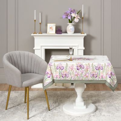 СКАТЕРТЬ ИРИСЫ 110Х140СМ ,БЕЛЫЙ, 100% ХЛОПОК,ТВИЛ ПРОПИТКА-4