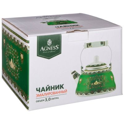 ЧАЙНИК AGNESS  ЭМАЛИРОВАННЫЙ, СЕРИЯ СУРА, 3 Л (КОР=8ШТ.)-1