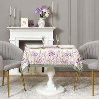 СКАТЕРТЬ ИРИСЫ 110Х140СМ ,БЕЛЫЙ, 100% ХЛОПОК,ТВИЛ ПРОПИТКА