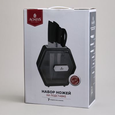НАБОР НОЖЕЙ AGNESS  НА ПЛАСТИКОВОЙ ПОДСТАВКЕ, 7 ПРЕДМЕТОВ-1