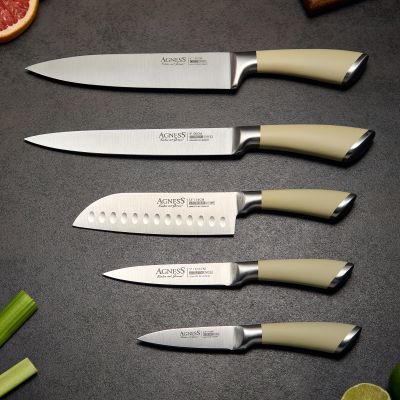 НАБОР НОЖЕЙ AGNESS 6 ПР.С МАГНИТНЫМ ДЕРЖАТЕЛЕМ И РУЧКОЙ ИЗ НЕРЖ.СТАЛИ (КОР=6НАБОР.)-2