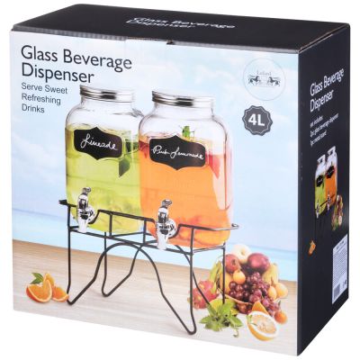 ДИСПЕНСЕРЫ ДЛЯ НАПИТКОВ 2 ШТУКИ ПО 4 Л НА ПОДСТАВКЕ 14*14*26 СМ-1