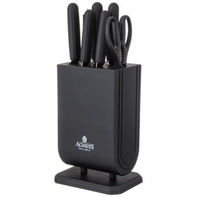 НАБОР НОЖЕЙ AGNESS С НОЖНИЦАМИ И МУСАТОМ НА ПЛАСТИКОВОЙ ПОДСТАВКЕ, 8 ПРЕДМЕТОВ-2