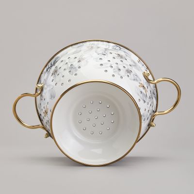 ДУРШЛАГ AGNESS ЭМАЛИРОВАННЫЙ, СЕРИЯ ЯБЛОНЕВЫЙ САД, 20СМ H=14СМ  D=20СМ-7