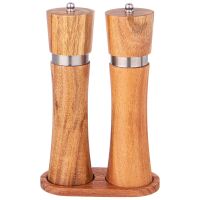 НАБОР МЕЛЬНИЦ ДЛЯ СПЕЦИЙ AGNESS ИЗ 2Х ШТ. НА ПОДСТАВКЕ АКАЦИЯ 14Х7Х21,5 СМ