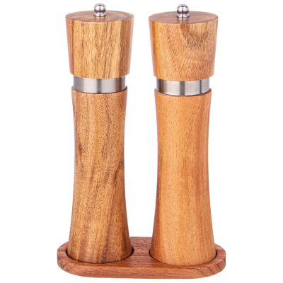 НАБОР МЕЛЬНИЦ ДЛЯ СПЕЦИЙ AGNESS ИЗ 2Х ШТ. НА ПОДСТАВКЕ АКАЦИЯ 14Х7Х21,5 СМ-0