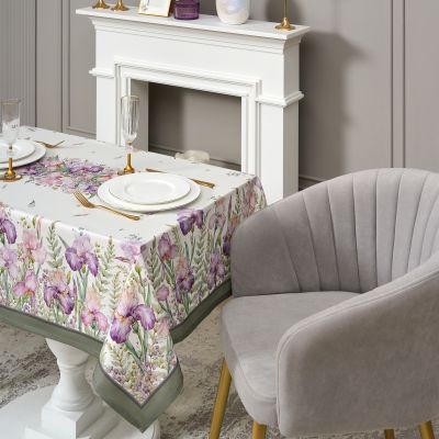 СКАТЕРТЬ ИРИСЫ 110Х140СМ ,БЕЛЫЙ, 100% ХЛОПОК,ТВИЛ ПРОПИТКА-7