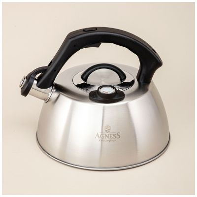 ЧАЙНИК AGNESS СО СВИСТКОМ, 2,80Л ТЕРМОАККУМУЛИРУЮЩЕЕ ДНО,ИНДУКЦИЯ,ВСТРОЕННЫЙ ТЕРМОМЕТР-0