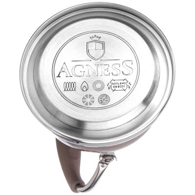 ЧАЙНИК AGNESS С ФИЛЬТРОМ, 1,0 Л C ИНДУКЦИОН. КАПСУЛЬНЫМ ДНОМ И СКЛАДЫВАЮЩЕЙСЯ РУЧКОЙ ЦВЕТ: ШОКОЛАД-3