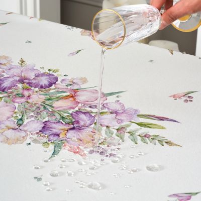 СКАТЕРТЬ ИРИСЫ 110Х140СМ ,БЕЛЫЙ, 100% ХЛОПОК,ТВИЛ ПРОПИТКА-16