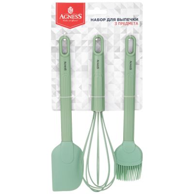НАБОР: ВЕНЧИК, ЛОПАТКА, КИСТОЧКА AGNESS, 3 ПРЕДМЕТА (МАЛ=12ШТ)-1