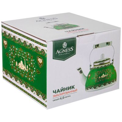 ЧАЙНИК AGNESS  ЭМАЛИРОВАННЫЙ, СЕРИЯ СУРА 4 Л (КОР=8ШТ.)-1