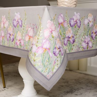 СКАТЕРТЬ ИРИСЫ 110Х140СМ ,СЕРЫЙ, 100% ХЛОПОК,ТВИЛ ПРОПИТКА-9