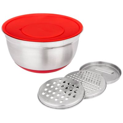 МИСКА  AGNESS 6 В 1  С КРЫШКОЙ С 3-МЯ СЪЕМНЫМИ ТЁРКАМИ,  24 СМ, 2,25 Л. ПРОТИВОСКОЛЬЗЯЩЕЕ ДНО-2