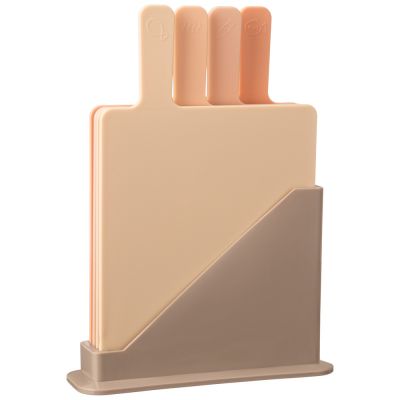 НАБОР РАЗДЕЛОЧНЫХ ДОСОК ИЗ 4 ШТ+ПОДСТАВКА 24*7.8*17CM ЦВЕТ: БЕЖЕВЫЙ-2