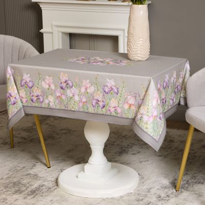 СКАТЕРТЬ ИРИСЫ 110Х140СМ ,СЕРЫЙ, 100% ХЛОПОК,ТВИЛ ПРОПИТКА-7