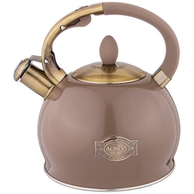 ЧАЙНИК AGNESS СО СВИСТКОМ, 3Л C ИНДУКЦИОН. КАПСУЛЬНЫМ ДНОМ ЦВЕТ: ШОКОЛАД-0