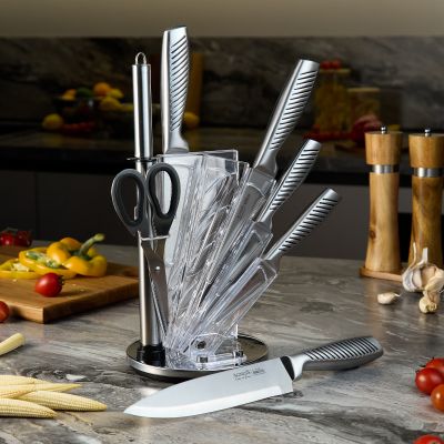 НАБОР НОЖЕЙ AGNESS НЖС НА ПЛАСТИКОВОЙ ВРАЩАЮЩЕЙСЯ ПОДСТАВКЕ 8 ПР.-0