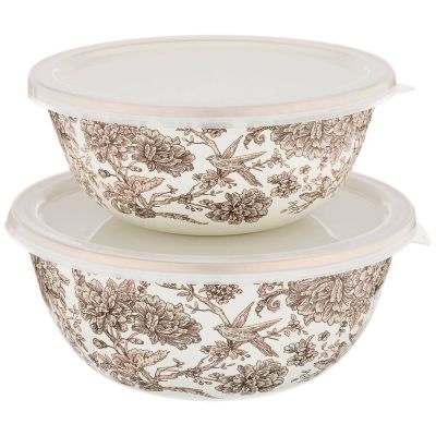 НАБОР МИСОК AGNESS ЭМАЛИРОВАН. С ПЛАСТИК.КРЫШКАМИ, СЕРИЯ ROYAL GARDEN 6ПР. 14/16/18СМ, 0,6/0,9/1,3Л-2