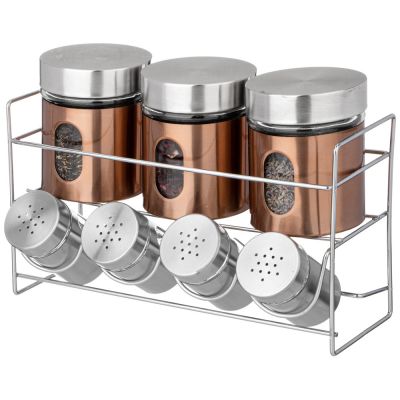 НАБОР БАНОК ДЛЯ СЫПУЧИХ ПРОДУКТОВ И БАНОЧЕК ДЛЯ СПЕЦИЙ НА МЕТАЛ. ПОДСТАВКЕ-2