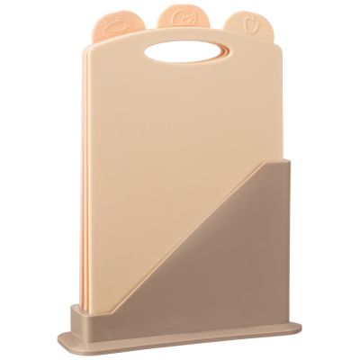 НАБОР РАЗДЕЛОЧНЫХ ДОСОК ИЗ 3 ШТ+ПОДСТАВКА 24*7.8*17CM ЦВЕТ: БЕЖЕВЫЙ-2