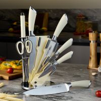 НАБОР НОЖЕЙ AGNESS НЖС  НА ПЛАСТИКОВОЙ ВРАЩАЮЩЕЙСЯ ПОДСТАВКЕ 8 ПР. (КОР=6НАБОР.)