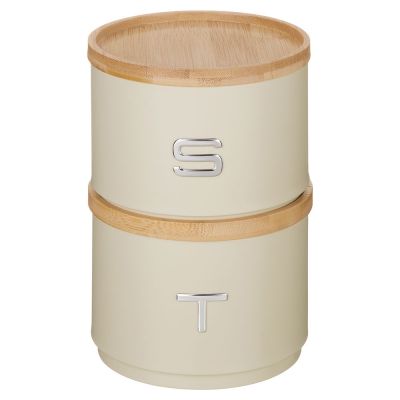 НАБОР БАНОК AGNESS ДЛЯ СЫПУЧИХ, 11Х16 СМ, ШТАБЕЛИРУЕМЫЕ, ЦВЕТ: IVORY-0