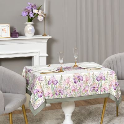 СКАТЕРТЬ ИРИСЫ 110Х140СМ ,БЕЛЫЙ, 100% ХЛОПОК,ТВИЛ ПРОПИТКА-6