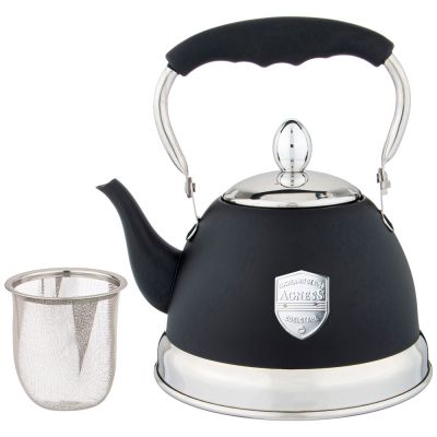 ЧАЙНИК AGNESS С ФИЛЬТРОМ, 1,0 Л C ИНДУКЦИОН. КАПСУЛЬНЫМ ДНОМ И СКЛАДЫВАЮЩЕЙСЯ РУЧКОЙ ЦВЕТ: ЧЕРНЫЙ-2