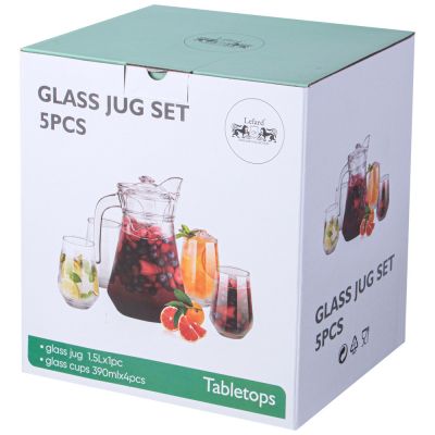 НАБОР ДЛЯ СОКА/ВОДЫ 5 ПР.: КУВШИН 1,5 Л + 4 СТАКАНА 390 МЛ-1