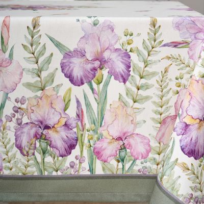 СКАТЕРТЬ ИРИСЫ 110Х140СМ ,БЕЛЫЙ, 100% ХЛОПОК,ТВИЛ ПРОПИТКА-13