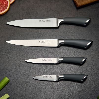 НАБОР НОЖЕЙ AGNESS 5 ПР.С МАГНИТНЫМ ДЕРЖАТЕЛЕМ И РУЧКОЙ ИЗ НЕРЖ.СТАЛИ-2